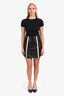 Sandro Black Leather Logo Mini Skirt Size 2