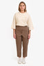 Brunello Cucinelli Beige Wool Blend Contrast Stitch Trousers Size 8 US