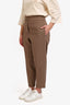 Brunello Cucinelli Beige Wool Blend Contrast Stitch Trousers Size 8 US