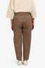 Brunello Cucinelli Beige Wool Blend Contrast Stitch Trousers Size 8 US