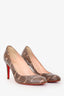 Christian Louboutin Brown Python Round Toe Pumps Size 37.5