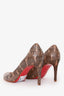 Christian Louboutin Brown Python Round Toe Pumps Size 37.5