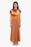 L'Agence Gold Satin Midi Skirt Size XS