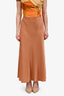 L'Agence Gold Satin Midi Skirt Size XS