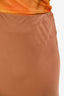 L'Agence Gold Satin Midi Skirt Size XS