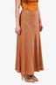 L'Agence Gold Satin Midi Skirt Size XS