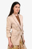 Veronica Beard Cream Satin Cinched Cuff Button/Zip Up Blazer Size 0