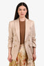 Veronica Beard Cream Satin Cinched Cuff Button/Zip Up Blazer Size 0