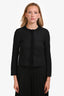 Prada 2010 Dark Grey Tweed Fringe Detail Silk/Cotton/Wool Jacket Size 42