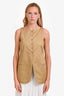 Tibi Beige Sleeveless Square Neck Button Up Top Estimated Size M