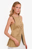 Tibi Beige Sleeveless Square Neck Button Up Top Estimated Size M