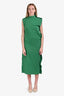Issey Miyake Green Cotton Mock Neck Sleeveless Midi Dress Size 2