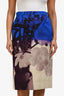 Dries Van Noten Blue/Purple Printed Pencil Skirt Size 40