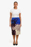 Dries Van Noten Blue/Purple Printed Pencil Skirt Size 40