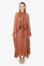 Chloe Blush Silk Mock-neck Ruffle Mousseline Gown With Slip Size 38