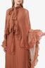 Chloe Blush Silk Mock-neck Ruffle Mousseline Gown With Slip Size 38