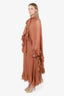 Chloe Blush Silk Mock-neck Ruffle Mousseline Gown With Slip Size 38