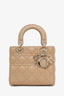Christian Dior 2024 Beige Cannage Lambskin Small Lady Dior With Strap
