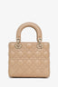 Christian Dior 2024 Beige Cannage Lambskin Small Lady Dior With Strap