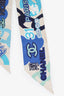 Pre-Loved Chanel™ Blue Silk CC Scrunchie and Scarf Hair Tie Set