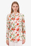 Equipment White/Multicolour Silk Floral Print Blouse Size XS