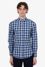 Brunello Cucinelli Blue Check Button Down Shirt Size M Mens