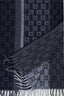 Gucci Navy Wool/Cashmere GG Fringe Scarf