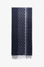 Gucci Navy Wool/Cashmere GG Fringe Scarf