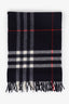 Burberry Navy Cashmere Nova Check Fringe Scarf