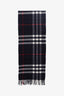 Burberry Navy Cashmere Nova Check Fringe Scarf