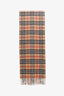 Burberry Beige Cashmere Nova Check Fringe Scarf