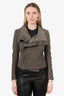 Rick Owens Brown Wool Classic Blister Biker Jacket Size 4