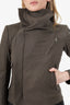 Rick Owens Brown Wool Classic Blister Biker Jacket Size 4