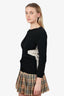 Jill Sander Black/White Silk Button Up Cardigan Size L
