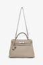 Hermès 2008 Gris Tourterelle Clemence Leather Retourne Kelly 32 With Strap