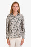 Brunello Cucinelli White/Grey Floral Silk Button Up Blouse Size XS