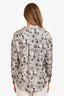 Brunello Cucinelli White/Grey Floral Silk Button Up Blouse Size XS