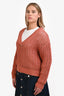 Brunello Cucinelli Peach Cotton Open Knit V-Neck Sweater Size S