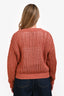 Brunello Cucinelli Peach Cotton Open Knit V-Neck Sweater Size S