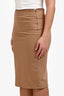 Brunello Cucinelli Camel Cotton Blend Beaded Waist Midi Skirt Size 8 US