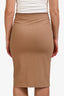 Brunello Cucinelli Camel Cotton Blend Beaded Waist Midi Skirt Size 8 US