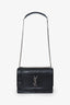 Yves Saint Laurent Black Embossed Croc Leather Medium Sunset Shoulder Bag