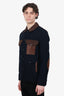Junya Watanabe Comme des Garcons Navy Leather Patch Jacket Size L Mens