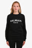 Balmain Black Cotton Logo Sweatshirt Size XS