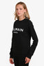 Balmain Black Cotton Logo Sweatshirt Size XS