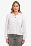 Brunello Cucinelli White Collared Sequin Embellished Cable Knit Sweater Size M