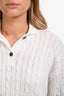 Brunello Cucinelli White Collared Sequin Embellished Cable Knit Sweater Size M