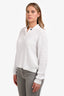 Brunello Cucinelli White Collared Sequin Embellished Cable Knit Sweater Size M
