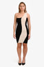 Herve Leger Black/White One Shoulder Bandage Dress Size M