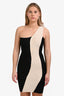 Herve Leger Black/White One Shoulder Bandage Dress Size M